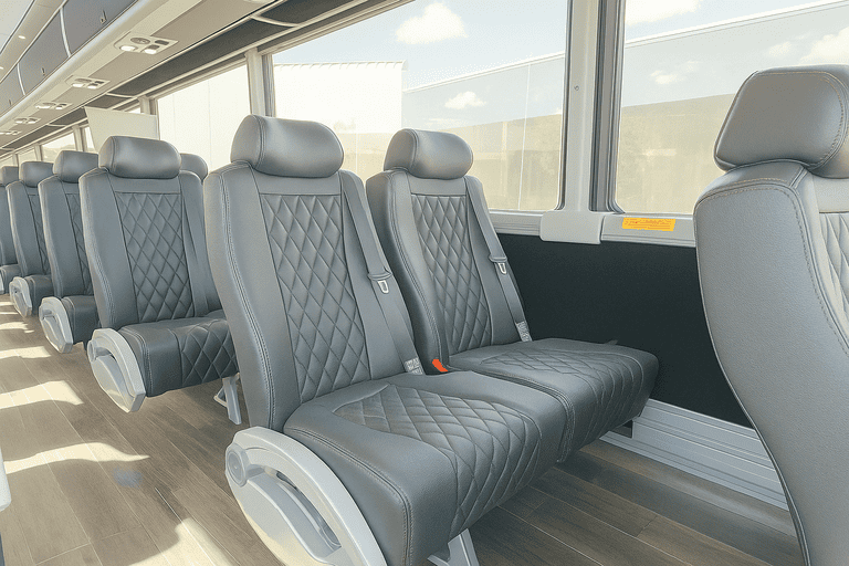 interior of Weston Coach Bus Service charter bus