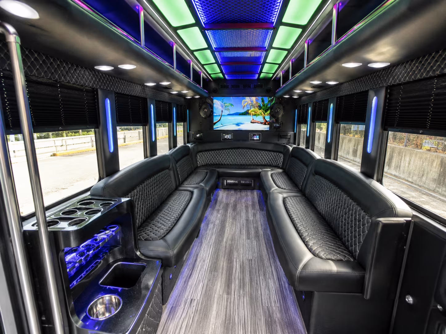 weston 18 passenger party bus inside