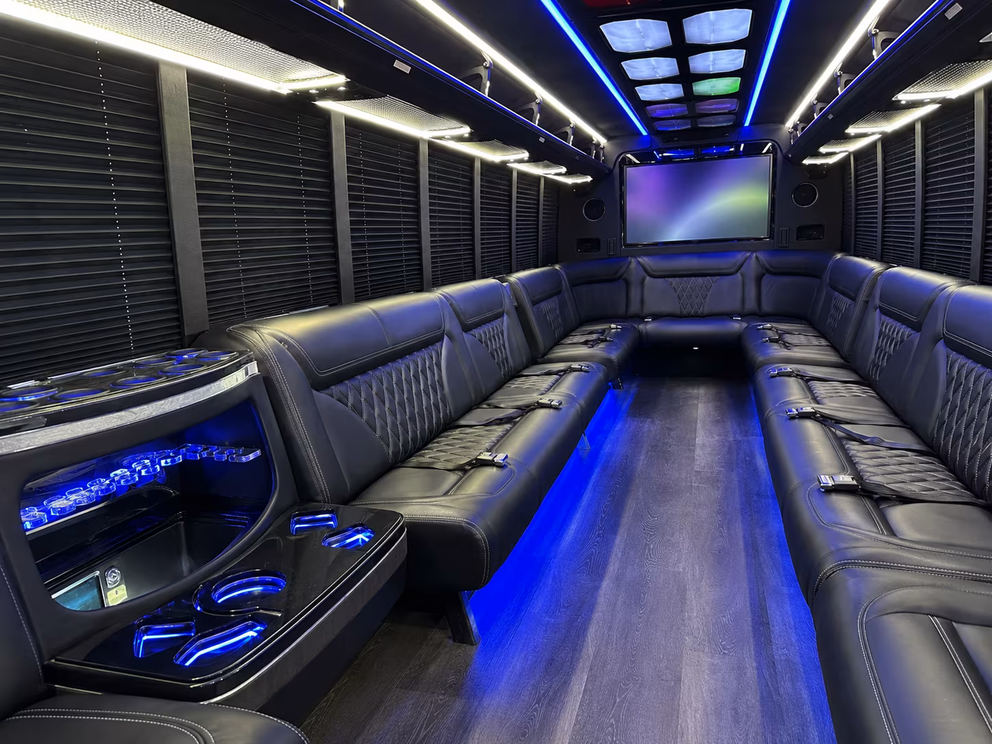 weston 20 passenger party bus inside