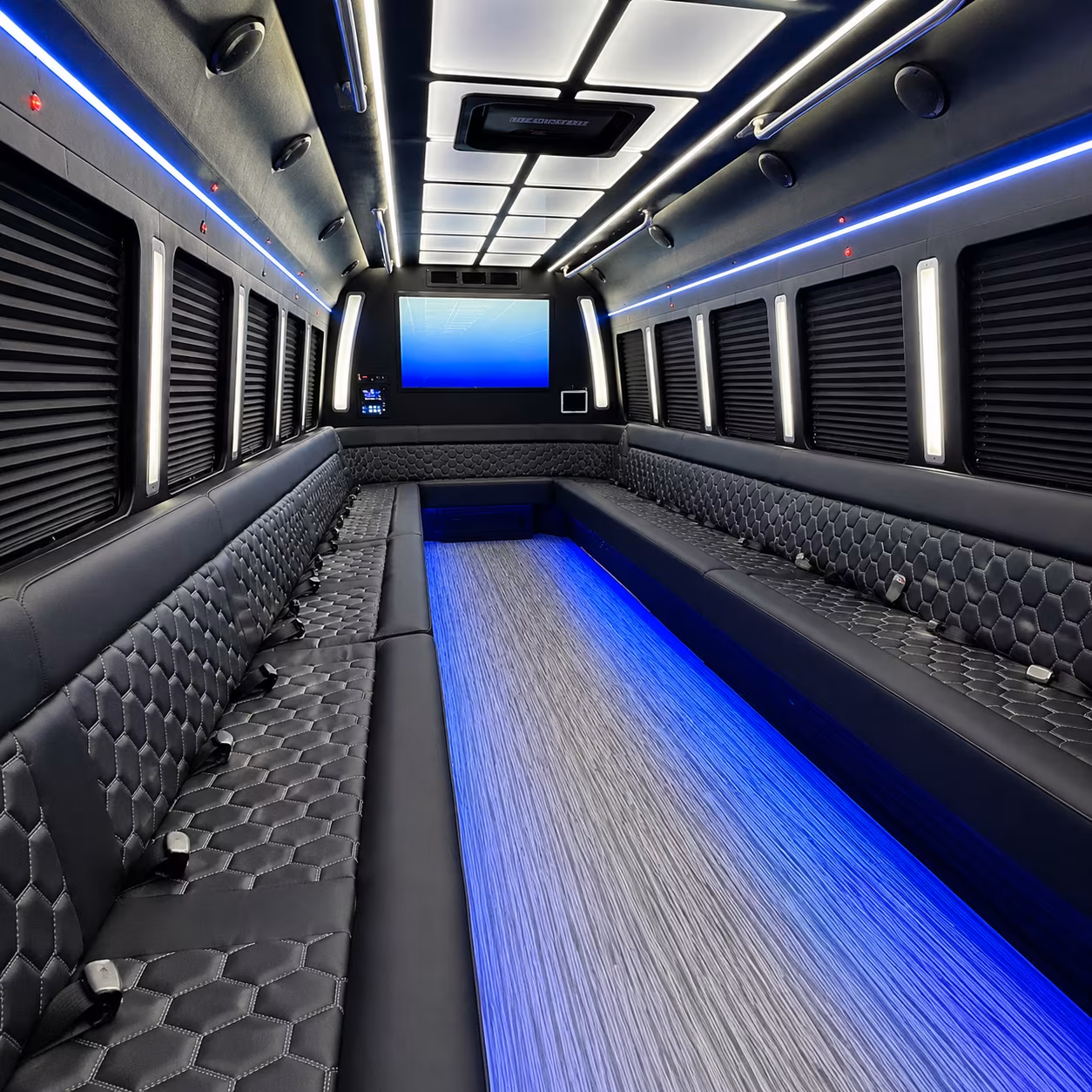 weston 50 passenger party bus inside